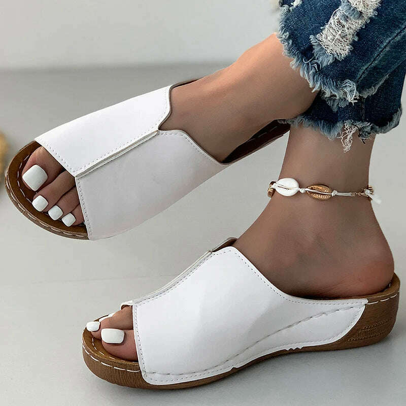 KIMLUD, Sandals Shoes Women Summer Casual Shoes Woman Slides Women Shoe Wedge Sandals Ladies Retro Female Women Slippers Footwear, KIMLUD Womens Clothes