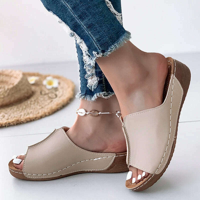 KIMLUD, Sandals Shoes Women Summer Casual Shoes Woman Slides Women Shoe Wedge Sandals Ladies Retro Female Women Slippers Footwear, KIMLUD Womens Clothes