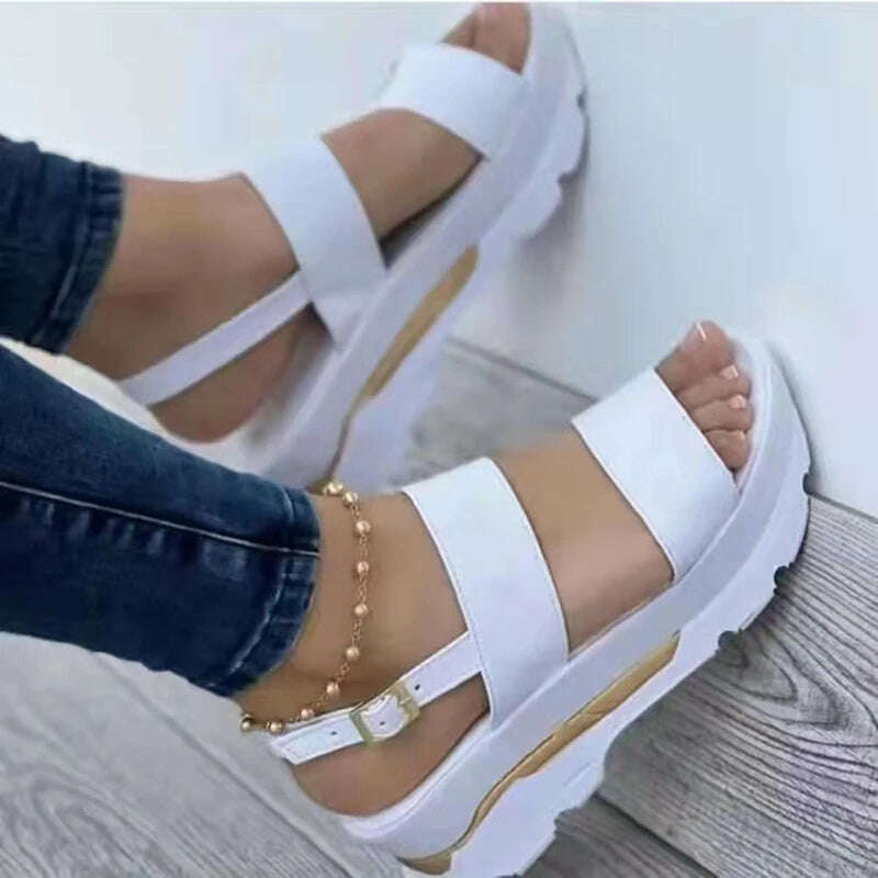 KIMLUD, Sandals Women 2023 Heeled Sandals with Platform Shoes Summer Beach Sandalias Mujer Casual Elegant Wedges Shoes for Women Size 43, White / 35, KIMLUD APPAREL - Womens Clothes