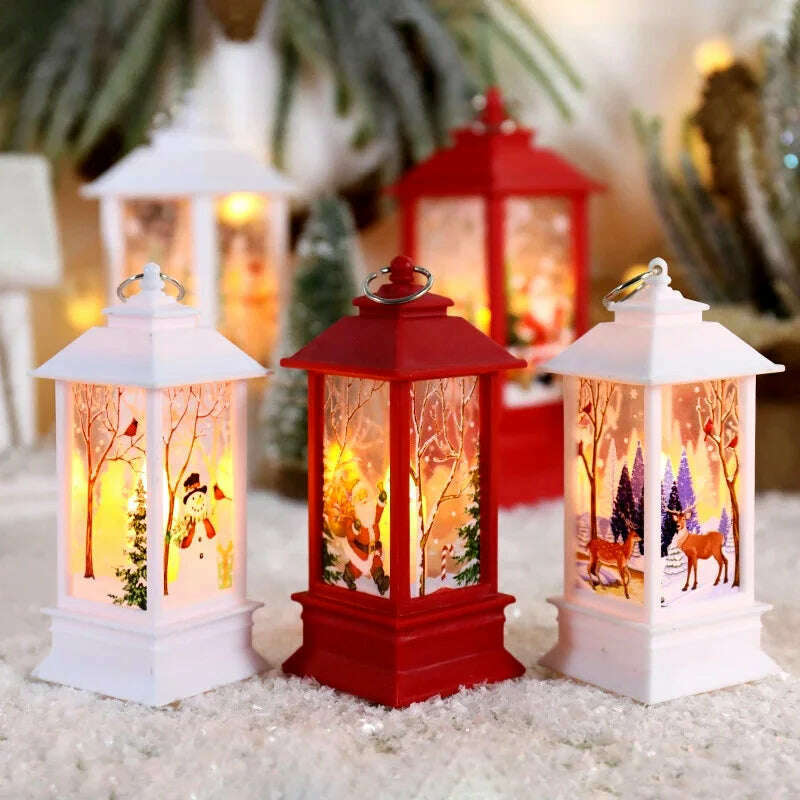 KIMLUD, Santa Claus Snowman Lantern Light Merry Christmas Decoration For Home Christmas Tree Ornament Xmas Gifts Navidad 2023 New Year, KIMLUD Womens Clothes