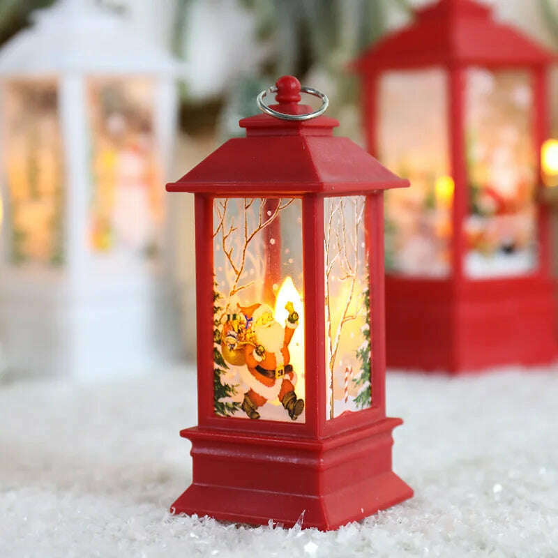 Santa Claus Snowman Lantern Light Merry Christmas Decoration For Home Christmas Tree Ornament Xmas Gifts Navidad 2023 New Year - KIMLUD