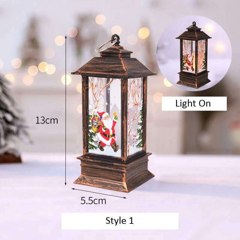 KIMLUD, Santa Claus Snowman Lantern Light Merry Christmas Decoration For Home Christmas Tree Ornament Xmas Gifts Navidad 2023 New Year, A, KIMLUD APPAREL - Womens Clothes