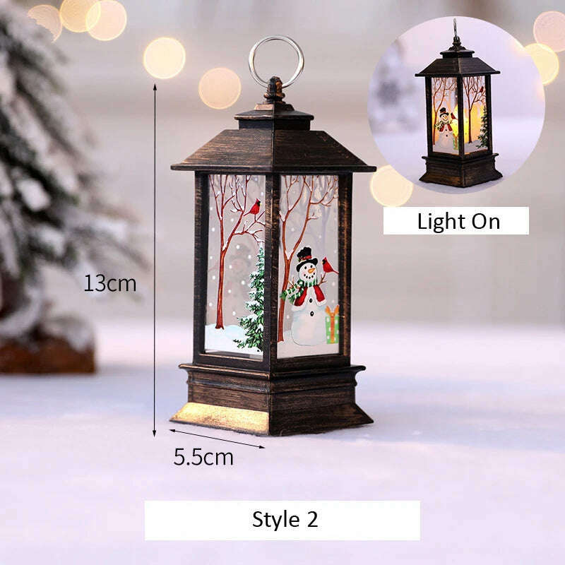 KIMLUD, Santa Claus Snowman Lantern Light Merry Christmas Decoration For Home Christmas Tree Ornament Xmas Gifts Navidad 2023 New Year, B, KIMLUD APPAREL - Womens Clothes