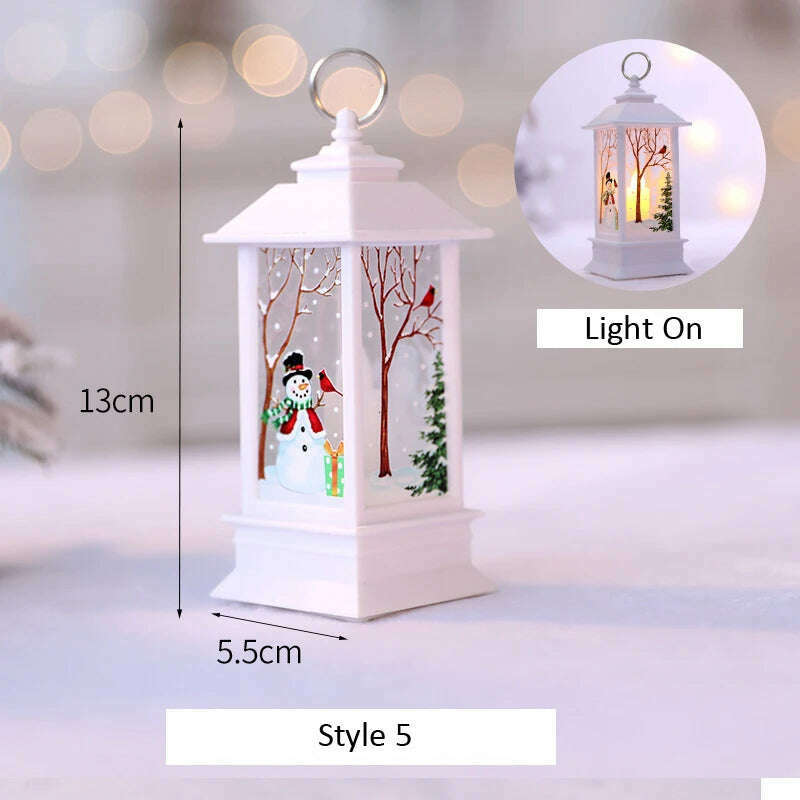 Santa Claus Snowman Lantern Light Merry Christmas Decoration For Home Christmas Tree Ornament Xmas Gifts Navidad 2023 New Year - KIMLUD