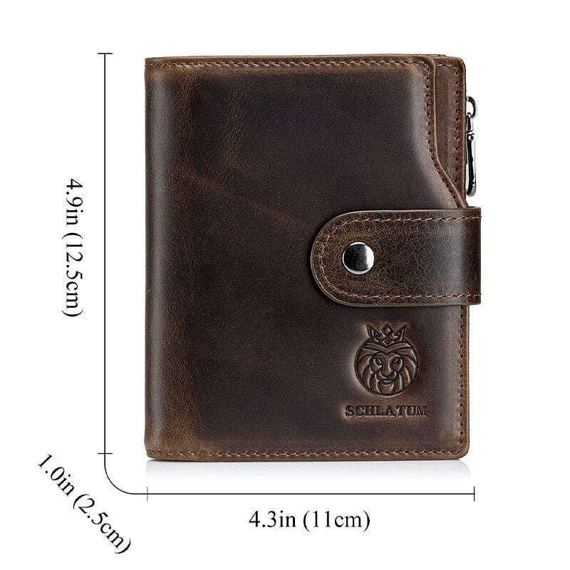 SCHLATUM Genuine Leather Men Business Wallet RFID Men Card Id Holder Coin Purse Travel Wallet Anti-theft Swipe - KIMLUD