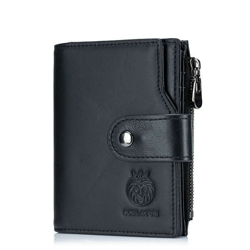 SCHLATUM Genuine Leather Men Business Wallet RFID Men Card Id Holder Coin Purse Travel Wallet Anti-theft Swipe - KIMLUD