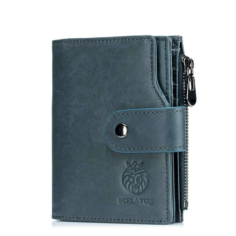 SCHLATUM Genuine Leather Men Business Wallet RFID Men Card Id Holder Coin Purse Travel Wallet Anti-theft Swipe - KIMLUD