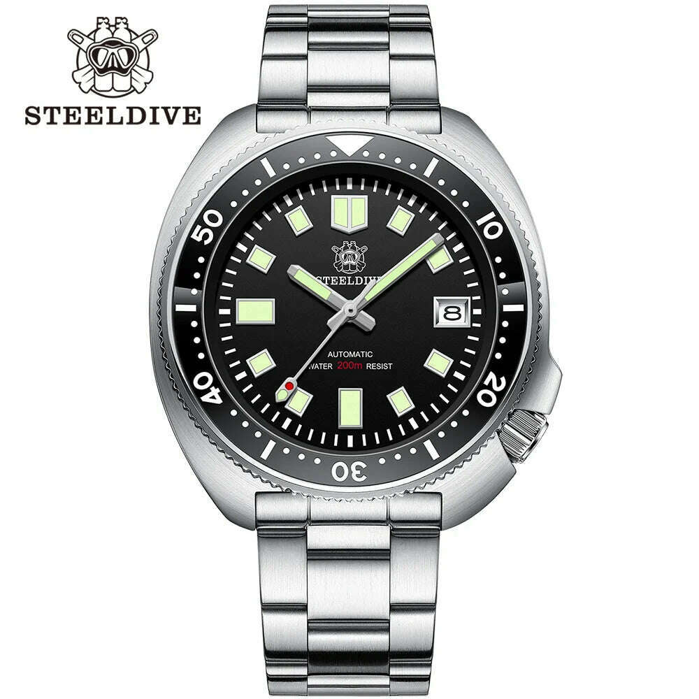 KIMLUD, SD1970 Steeldive Brand 44MM Black Dial Men NH35 Dive Watch with Ceramic Bezel, KIMLUD Womens Clothes