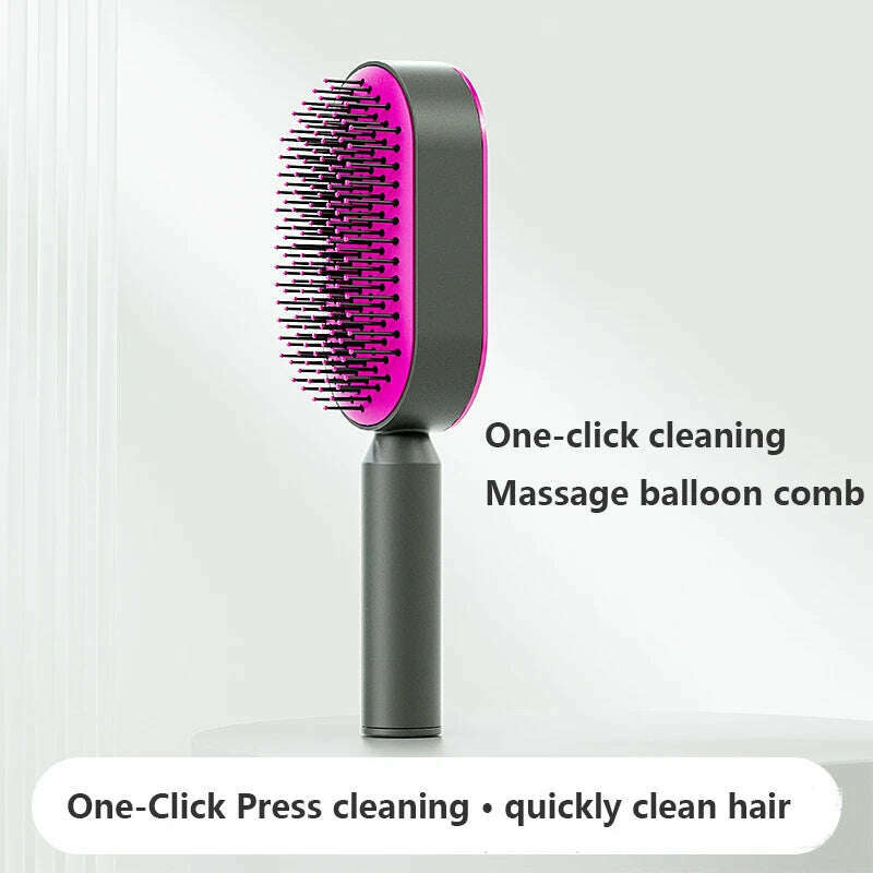 KIMLUD, Self Cleaning Hair Brush for Women One-key Cleaning Air Cushion Scalp Massage Brush Anti-Static Hairbrush Hair Styling Tools, 03, KIMLUD APPAREL - Womens Clothes