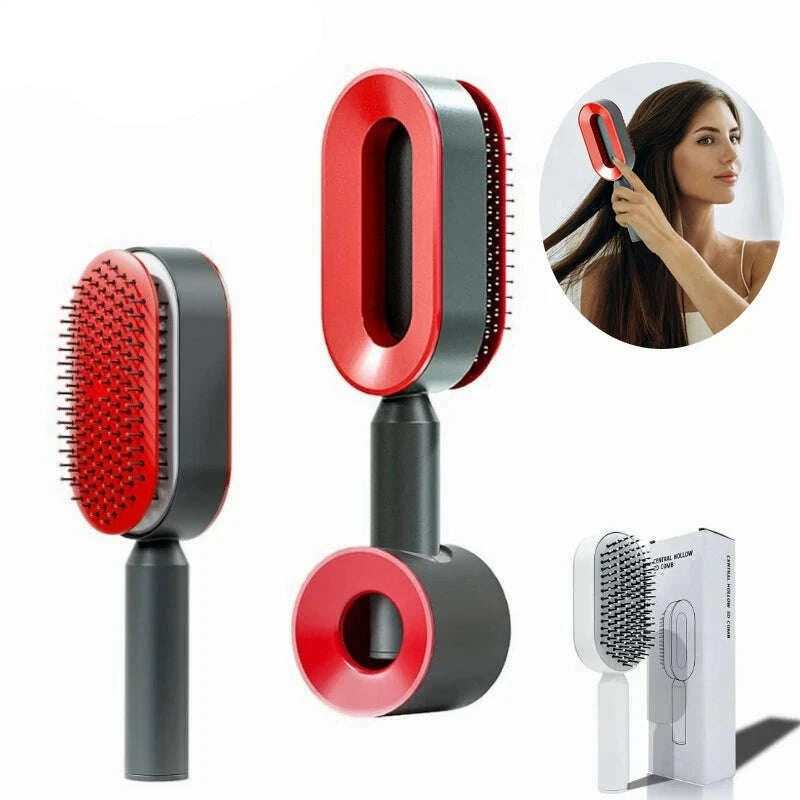 KIMLUD, Self Cleaning Hairbrush Women Hair Brush One-key Cleaning Hair Loss Airbag Scalp Massage Comb Anti-Static Hairbrush Dropshipping, KIMLUD Womens Clothes