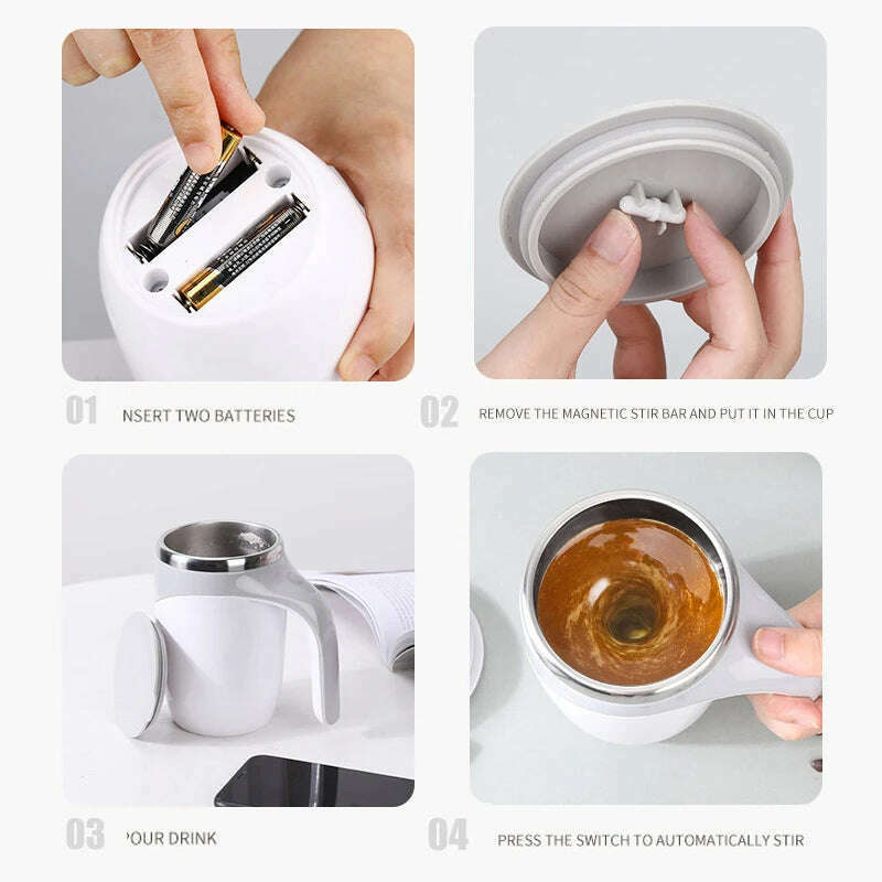 KIMLUD, Self Stirring Milk Fruits Mixing Cup New 380ml Automatic Magnetic Coffee Mug Electric Stainless Steel Lazy Rotating Water Bottle, KIMLUD Womens Clothes