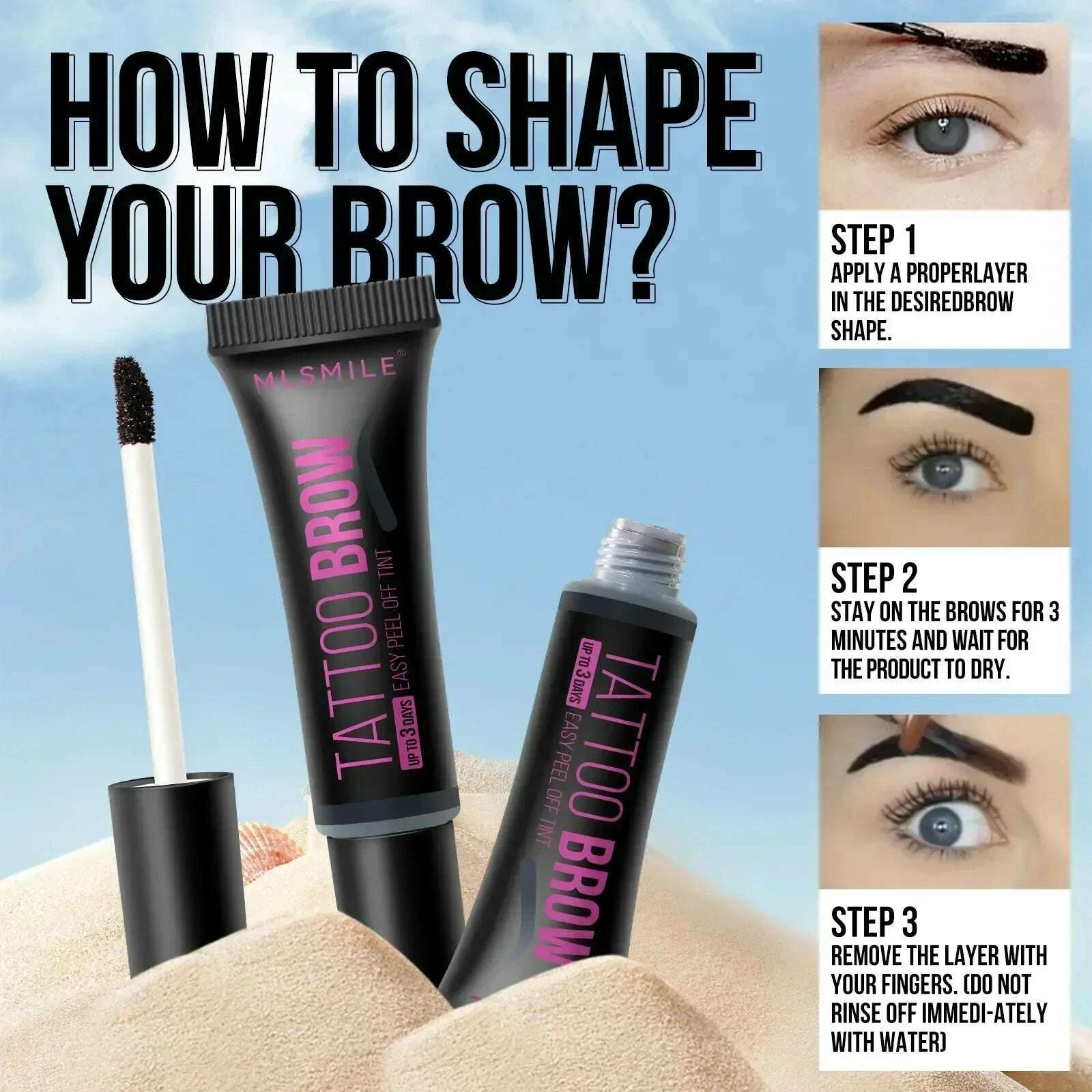 KIMLUD, Semi-Permanent Peel Off Dye Eyebrow Cream Waterproof Eye Brow Tattoo Tint 3 Day Long Lasting Tearing Eyebrow Gel Makeup Cosmetic, KIMLUD Womens Clothes