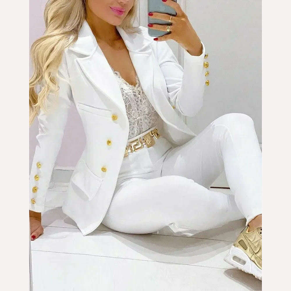 Sets for Women 2 Pieces New Spring/Autumn Leisure Fashion Small Suit Women's Suit Women Blazer Set Elegant Jacket and Pants Set - KIMLUD