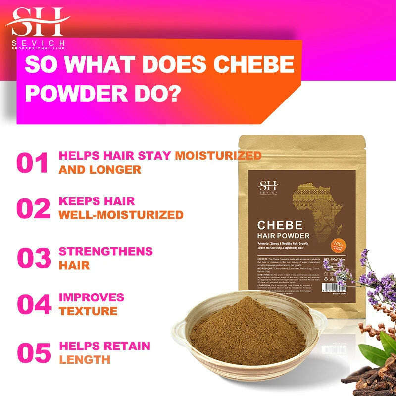 KIMLUD, Sevich 100% Chebe Powder Effective Growthing Hair Improves Hair Density Nourishes Follicles Fast Regrowth Hair Product 100g, KIMLUD Womens Clothes