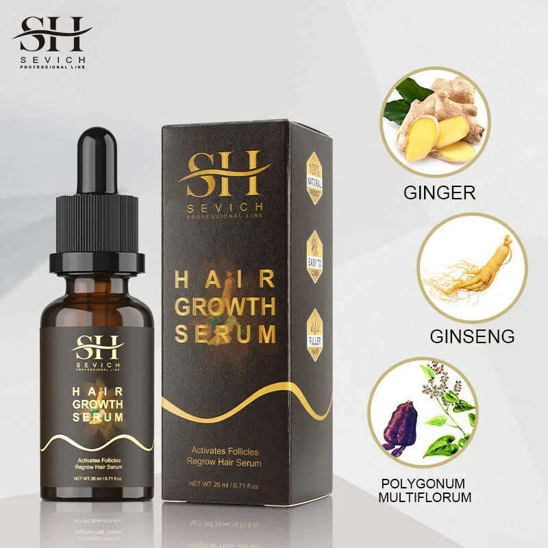 KIMLUD, Sevich 20ml Ginger Extract Hair Growth Serum Prevent Hair Loss Oil Scalp Treatments Fast Growing Hair Care Products for Unisex, KIMLUD Womens Clothes