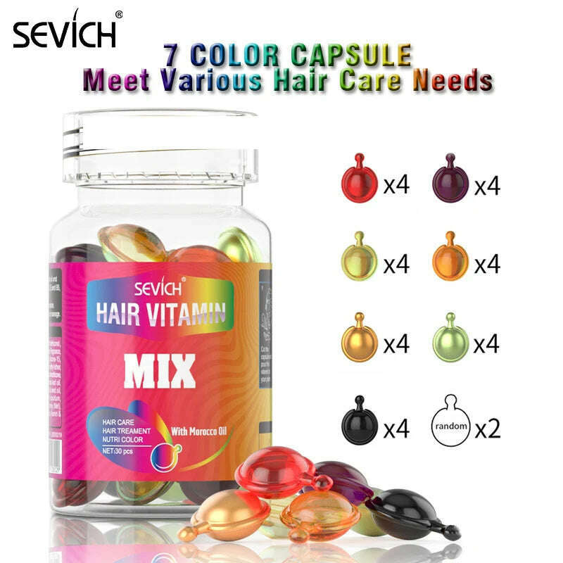 Sevich Mix Hair Vitamin Capsule 30pcs/bottle Keratin Repair Damaged Hair Complex Oil Moroccan Anti-hair Loss Products Hair Care - KIMLUD