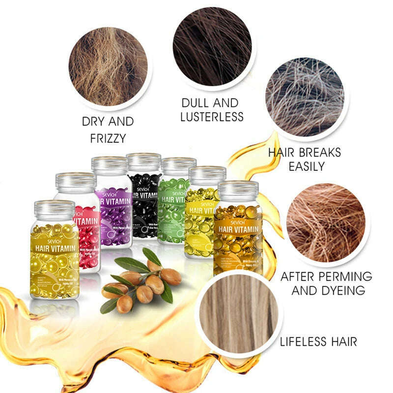 Sevich Mix Hair Vitamin Capsule 30pcs/bottle Keratin Repair Damaged Hair Complex Oil Moroccan Anti-hair Loss Products Hair Care - KIMLUD