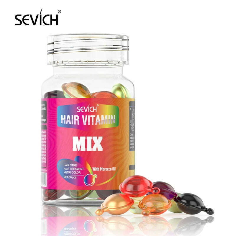 Sevich Mix Hair Vitamin Capsule 30pcs/bottle Keratin Repair Damaged Hair Complex Oil Moroccan Anti-hair Loss Products Hair Care - KIMLUD