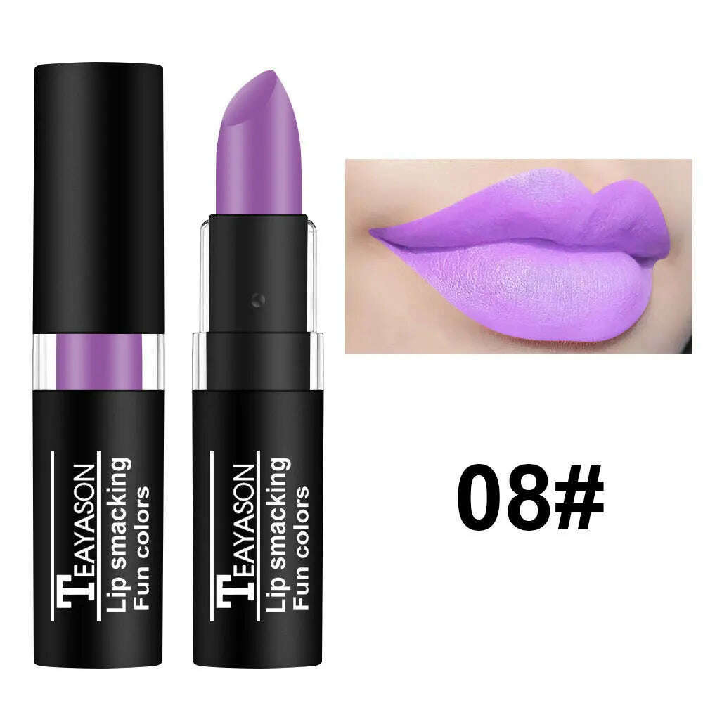 KIMLUD, Sexy Black Matte Lipstick Makeup Deep Dark Moisturizing Long Lasting Waterproof Velvet Lipstick 12 Colors Fashion Lip Make-Up, 08 / CHINA, KIMLUD APPAREL - Womens Clothes