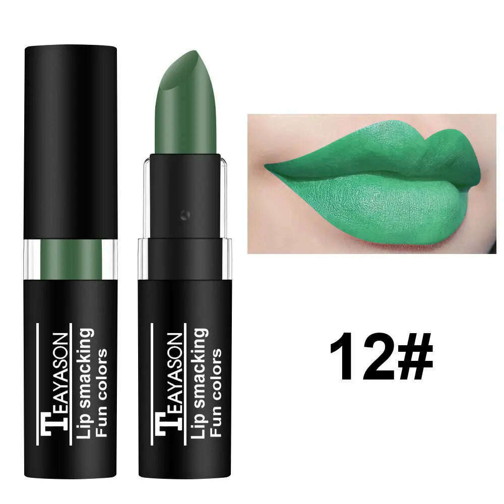 KIMLUD, Sexy Black Matte Lipstick Makeup Deep Dark Moisturizing Long Lasting Waterproof Velvet Lipstick 12 Colors Fashion Lip Make-Up, 12 / CHINA, KIMLUD APPAREL - Womens Clothes