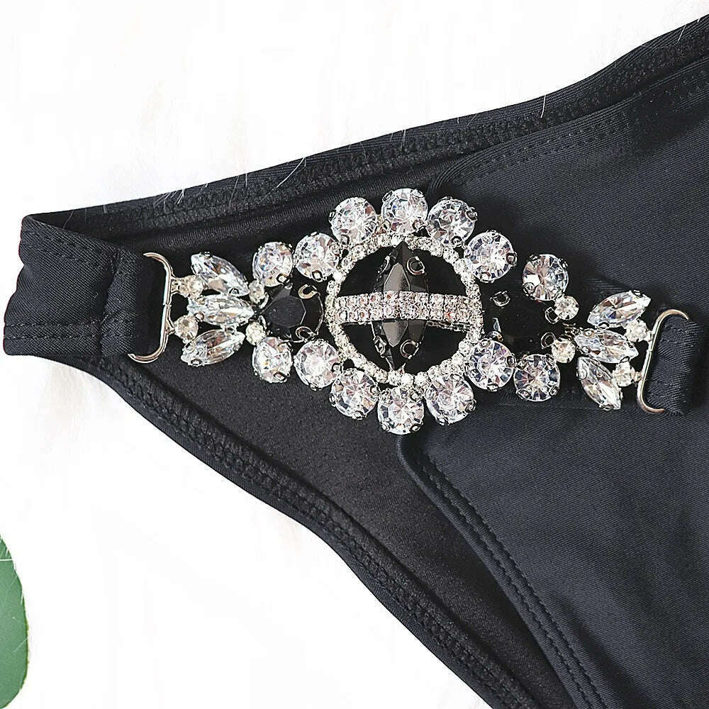 KIMLUD, Sexy Crystal Diamond Bikini 2024 Bandeau Swimsuit Women Rhinestone Swimwear Female Two piece Bikini set Halter Bathing Suit, KIMLUD Womens Clothes