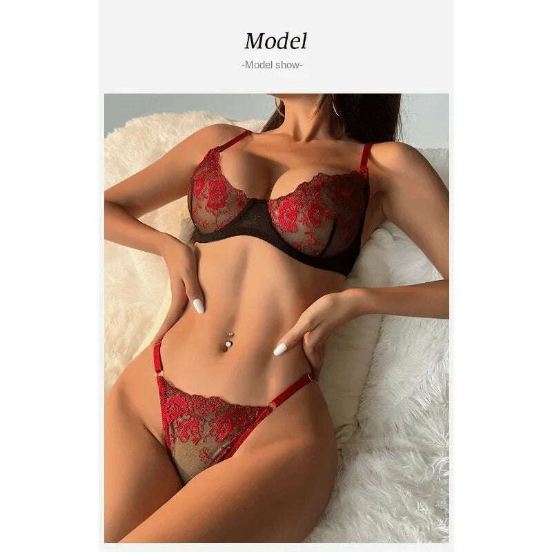 KIMLUD, Sexy Embroidered Women's Bra Set, Luxurious and Noble Gathering Upper Support, Sub-breast Underwear, Mold-free Cup Lingerie Sexy, KIMLUD Womens Clothes