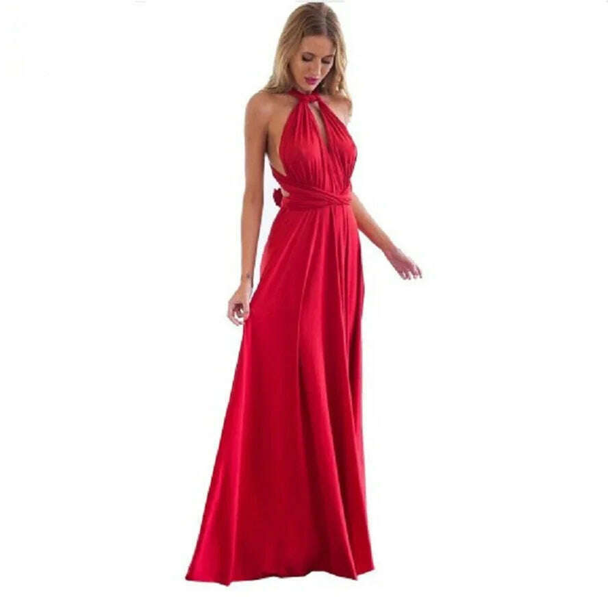 Sexy Fashion BandageLong Dresses Women Girl Summer Boho Female Red Long Dresses Fashion Multi Rope Bandage Drersses for Party - KIMLUD