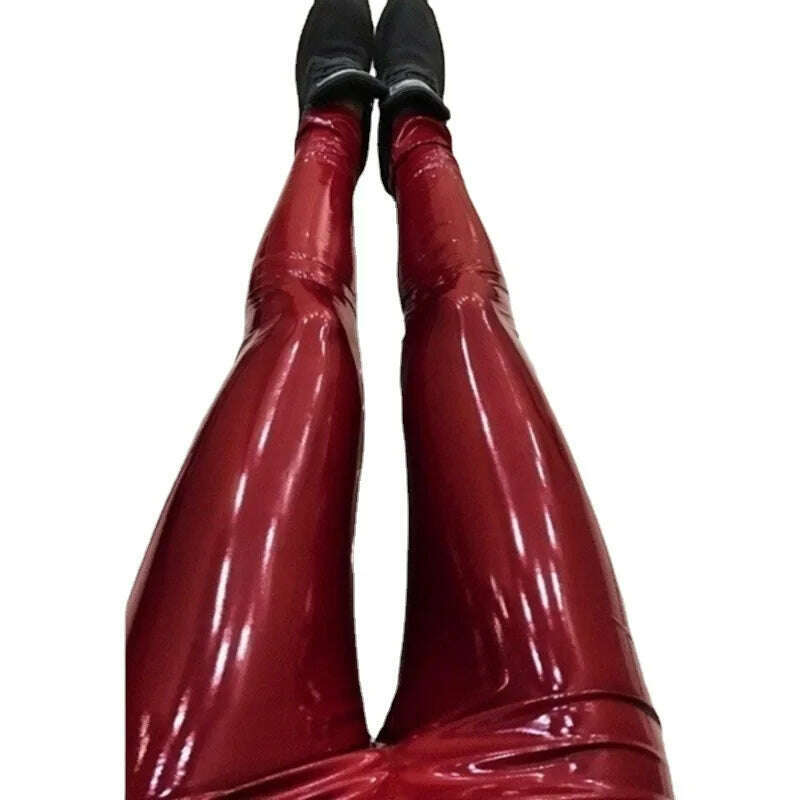 KIMLUD, Sexy Mirror PU Shiny Leather Pants Women's Elastic High Waist  Pants Shinny Slim Pencil Trousers Sexy Nightclub Leather Pants, KIMLUD Womens Clothes