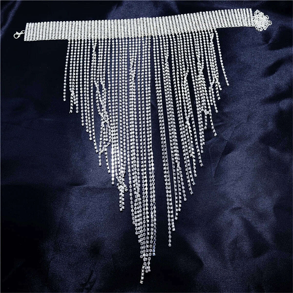 KIMLUD, Sexy Shiny Long Tassel Luxurious Rhinestone Necklace Jewelry Fashion Luxury Party Banquet Jewelry Wear Body Sexy Accessories, KIMLUD Womens Clothes