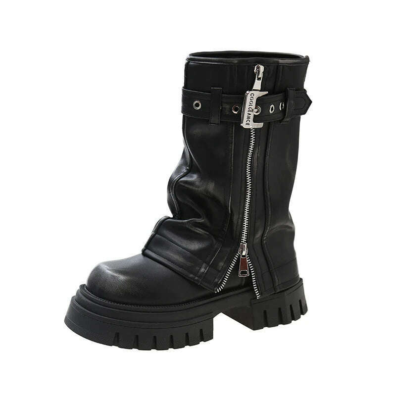 KIMLUD, Shoes for Women 2024 Mid-Calf Women's Boots Platform Modern Boots https://ae01.alicdn.com/kf/S189d506750b04071a137e5fc441e2d5f2.jpgWomen Belt Buckle Square Toe Side Zip Square Heel Shoes Female, black / 37, KIMLUD APPAREL - Womens Clothes