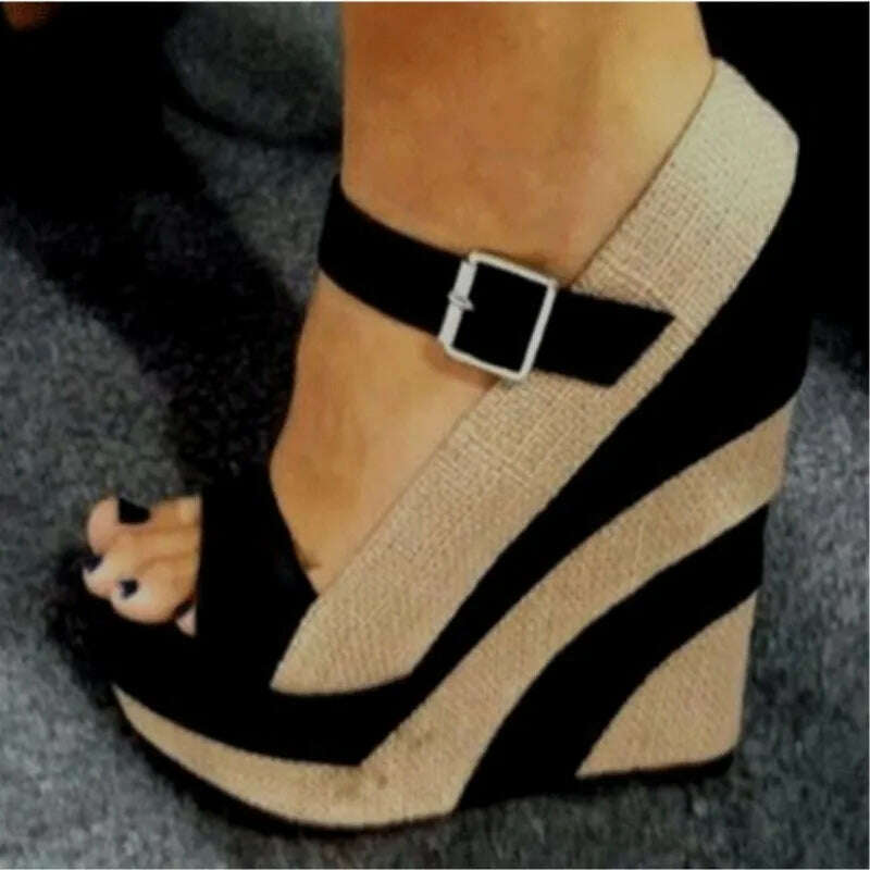 KIMLUD, SHOFOO shoes Fashion women&#39;s high heels Peep toe pumps Wedge heel Multicolor Heel height  about 15cm Lady shoes Fashion show, KIMLUD Womens Clothes