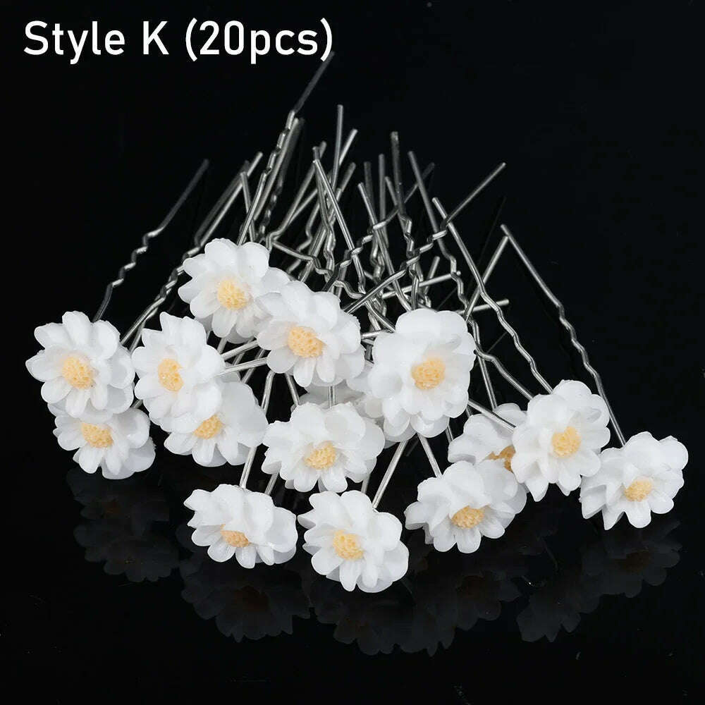 KIMLUD, Silver Color Pearl Rhinestone Wedding Hair Combs Hair Accessories for Women Accessories Hair Ornaments Jewelry Bridal Headpiece, 20pcs pins 3, KIMLUD APPAREL - Womens Clothes