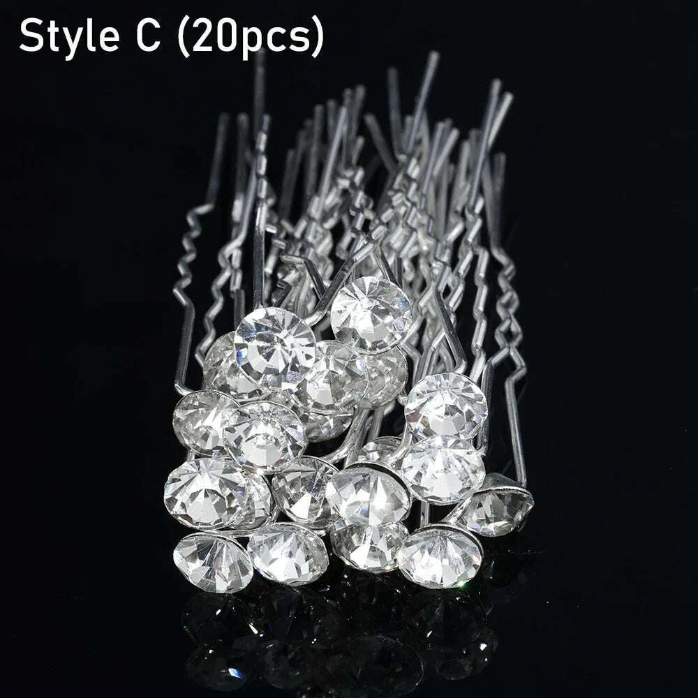 KIMLUD, Silver Color Pearl Rhinestone Wedding Hair Combs Hair Accessories for Women Accessories Hair Ornaments Jewelry Bridal Headpiece, 20pcs pins 7, KIMLUD APPAREL - Womens Clothes