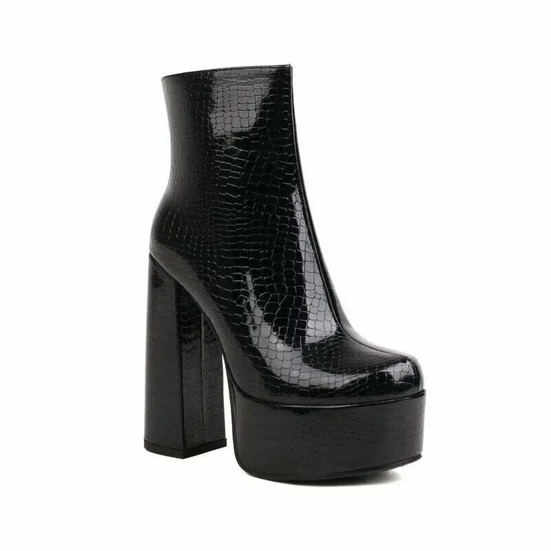 KIMLUD, Silver Glitter Bling Bling Green Platform Ankle Booties Western Sexy Block High Heels Womens Winter Wedding Bridal Chelsea Boots, A006-black / 3, KIMLUD APPAREL - Womens Clothes