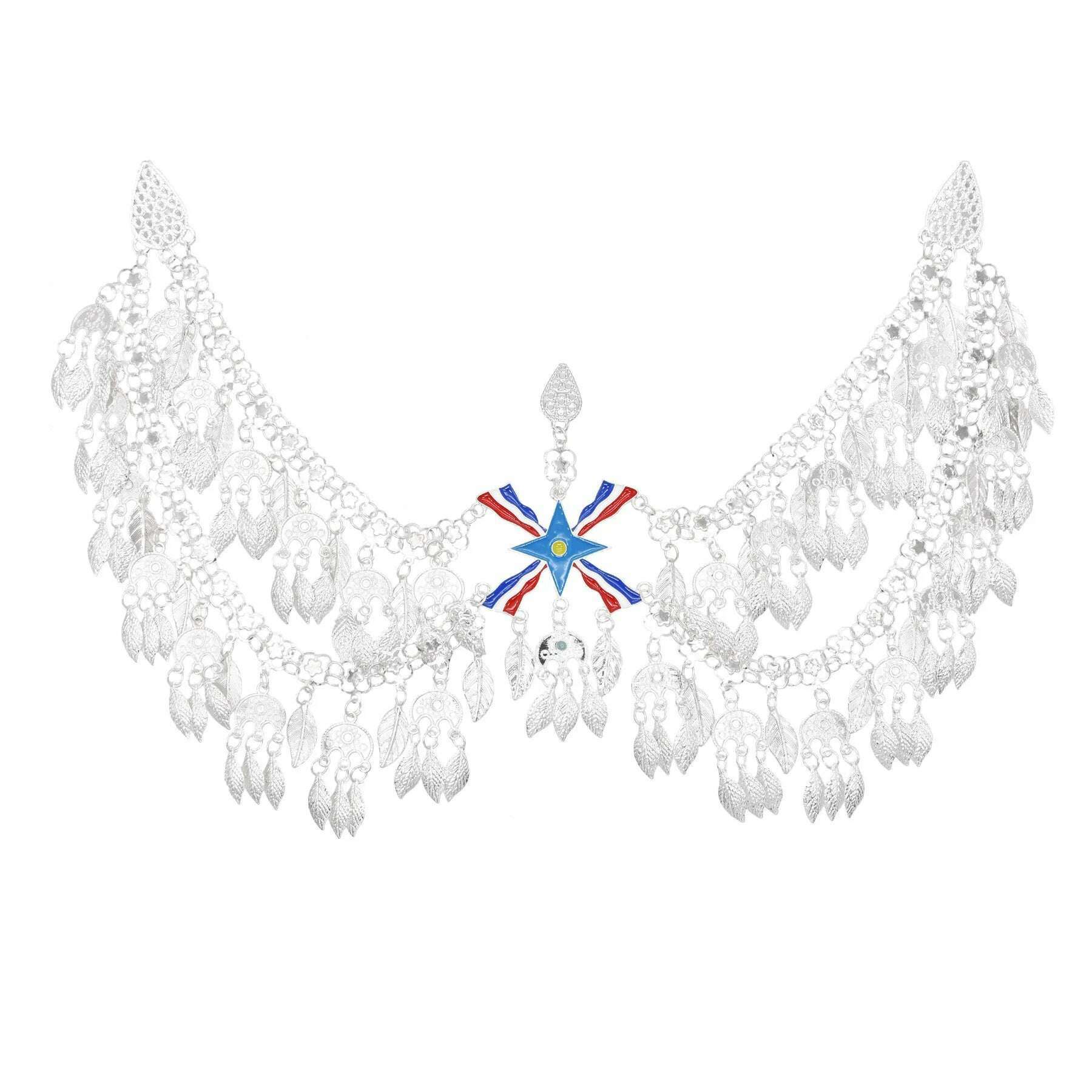 Silver Plated Moroccan Caftan Belt Heart Sequins Tassel Belly Chains for Women Men Vintage Ethnic Tribal Indian Body Jewelry - KIMLUD