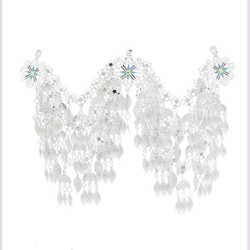 Silver Plated Moroccan Caftan Belt Heart Sequins Tassel Belly Chains for Women Men Vintage Ethnic Tribal Indian Body Jewelry - KIMLUD