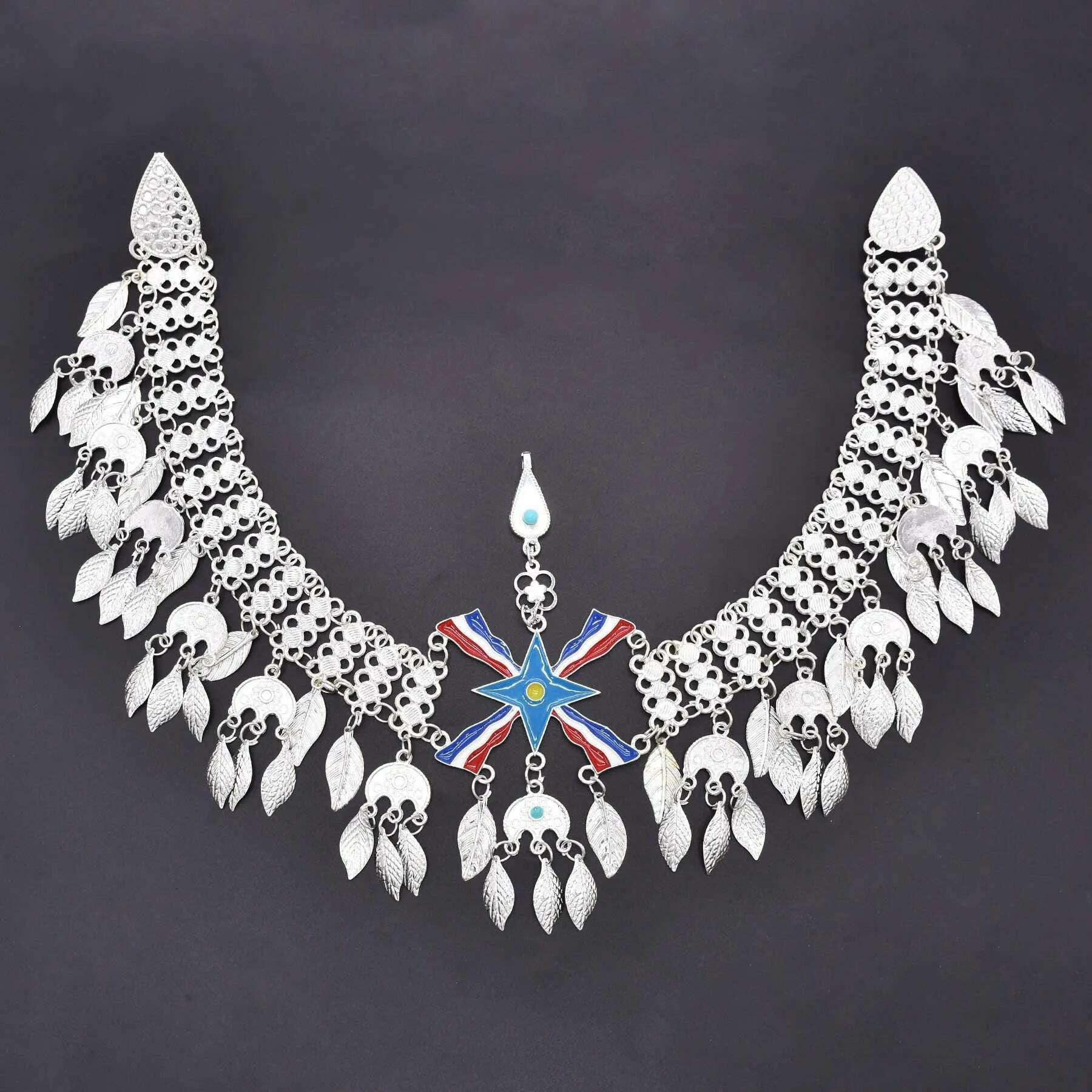 Silver Plated Moroccan Caftan Belt Heart Sequins Tassel Belly Chains for Women Men Vintage Ethnic Tribal Indian Body Jewelry - KIMLUD