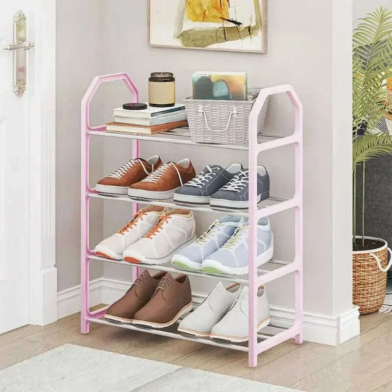 KIMLUD, Simple Fashion Shoe Rack 4-Layer Trapezoidal Shoes Organizer Stand Holder Living Room Space Saving Modern Assembled Shoe Rack, KIMLUD Womens Clothes