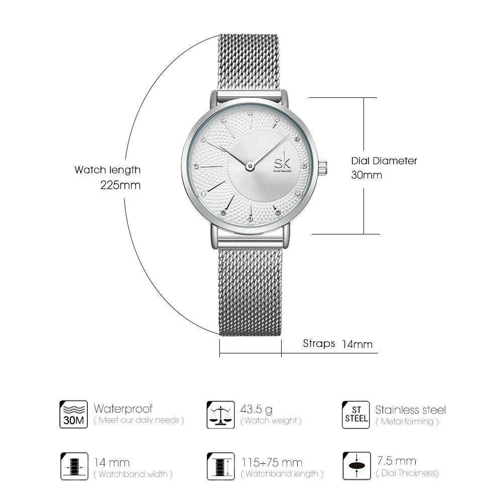 SK Designer Watch For Women Fashion Casual Dial Watch Women Precise Quartz Montre Femme Adjustable Milan Strap Reloj Mujer - KIMLUD