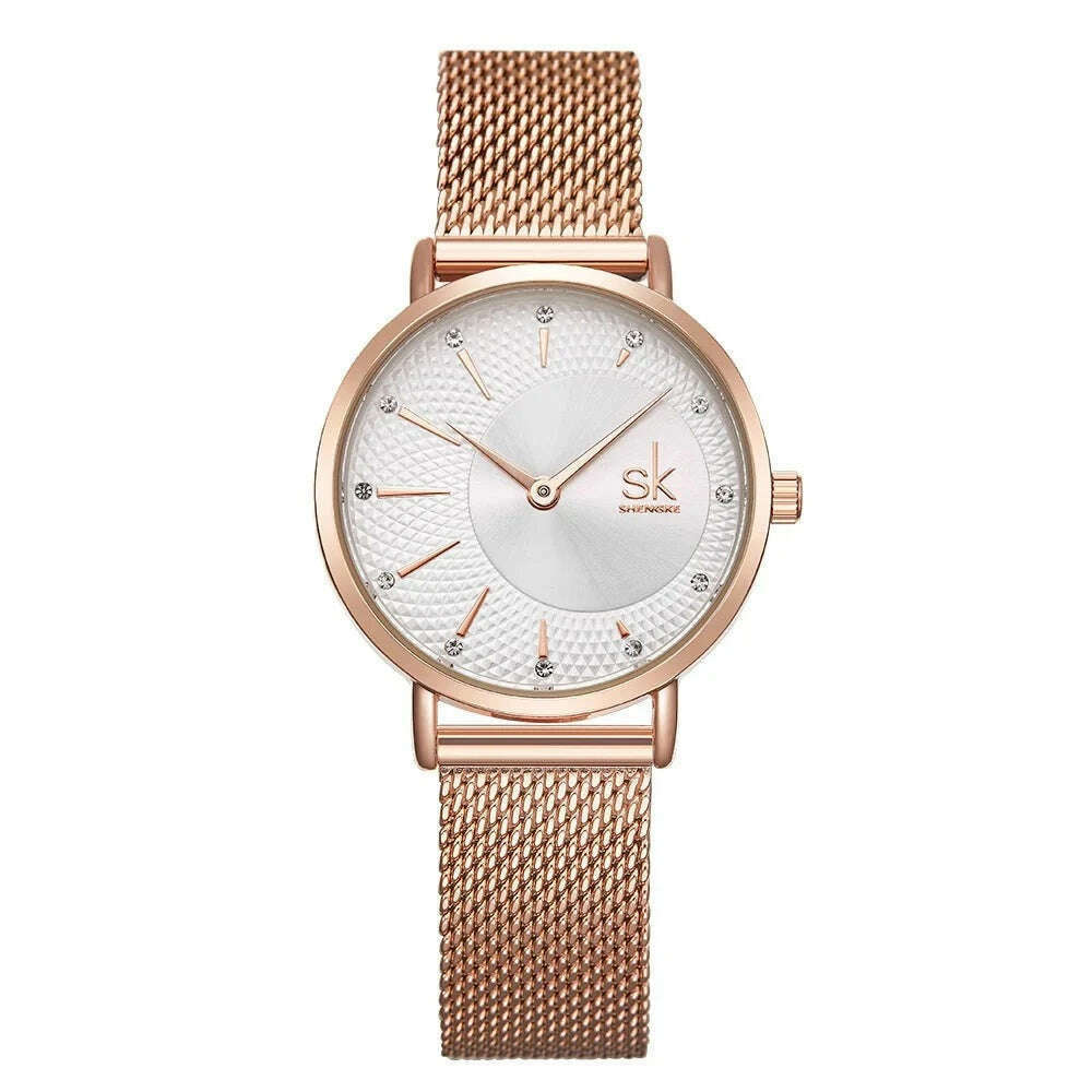 KIMLUD, SK Designer Watch For Women Fashion Casual Dial Watch Women Precise Quartz Montre Femme Adjustable Milan Strap Reloj Mujer, silverrosegold, KIMLUD APPAREL - Womens Clothes