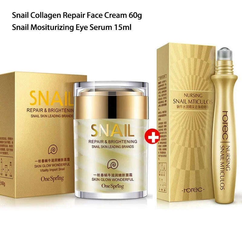 KIMLUD, Skincare Set Snail Cream Collagen Cream Anti Aging Whiten Skin Face Cream Fade Dark Eye Circles Remove Eye Bags Eye Serum, SET 1, KIMLUD APPAREL - Womens Clothes