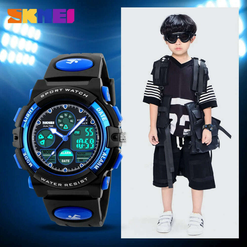 KIMLUD, SKMEI 1163 Sport Electronic Watches Girl Boy Military Digital Quartz Children Watch Dual Display Waterproof Kids Wristwatch 1451, KIMLUD Womens Clothes