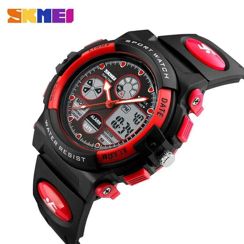 KIMLUD, SKMEI 1163 Sport Electronic Watches Girl Boy Military Digital Quartz Children Watch Dual Display Waterproof Kids Wristwatch 1451, 1163 red / CHINA, KIMLUD APPAREL - Womens Clothes