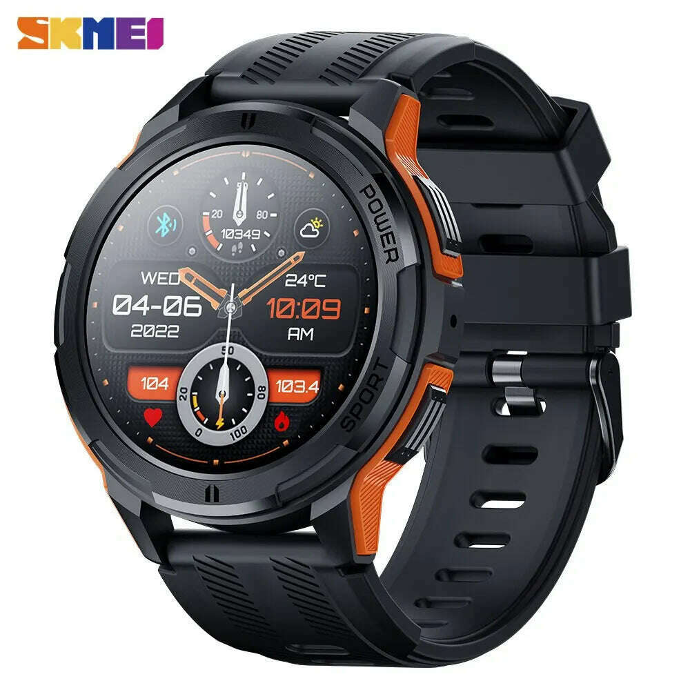 Skmei 1.43 Inch Amoled 1atm Waterproof Pedometer Smartwatch Heart Rate Monitor Bluetooth Call Smart Watch For Android Ios 410mah - KIMLUD