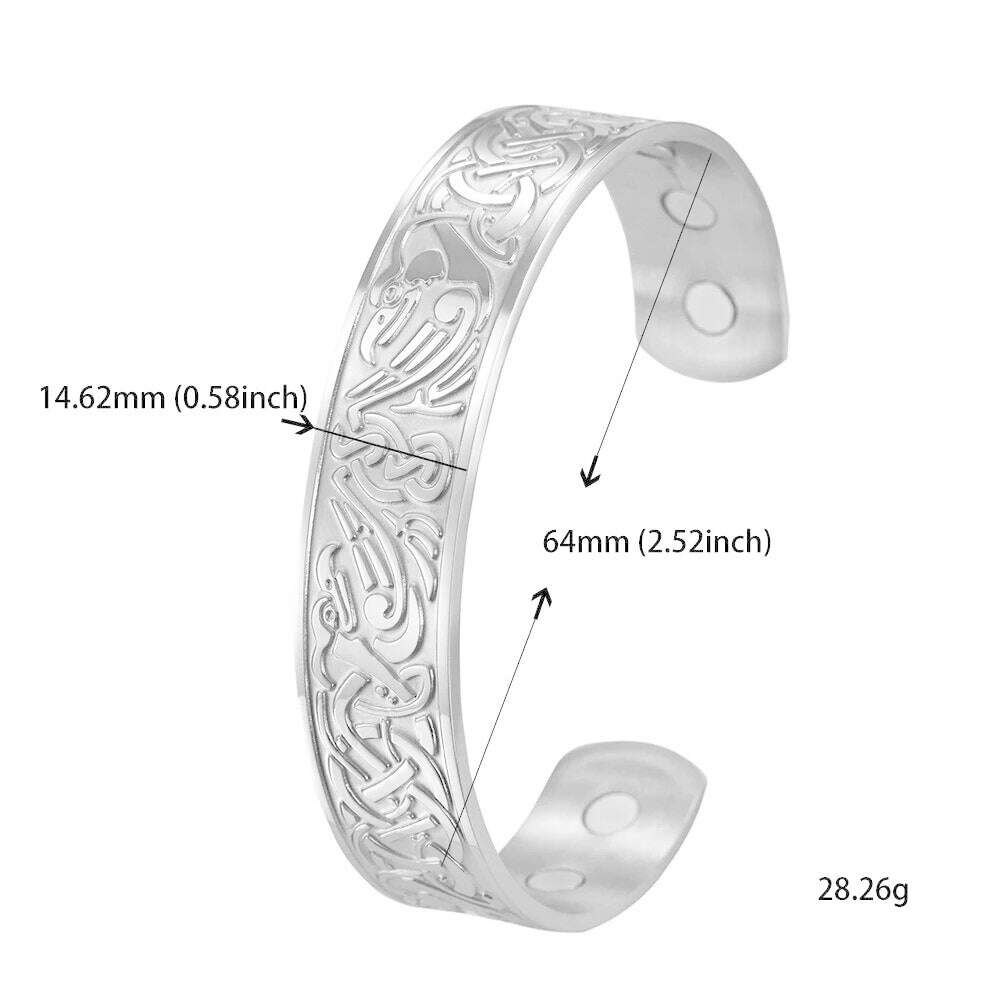 KIMLUD, Skyrim Health Magnetic Therapy 316L Stainless Steel Bracelets Phoenix Totem Viking Cuff Bangle Wiccan Amulet Bracelet Women Men, Style 1 steel, KIMLUD APPAREL - Womens Clothes