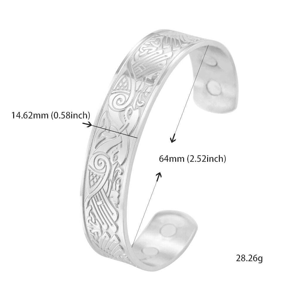 KIMLUD, Skyrim Health Magnetic Therapy 316L Stainless Steel Bracelets Phoenix Totem Viking Cuff Bangle Wiccan Amulet Bracelet Women Men, Style 2 steel, KIMLUD APPAREL - Womens Clothes