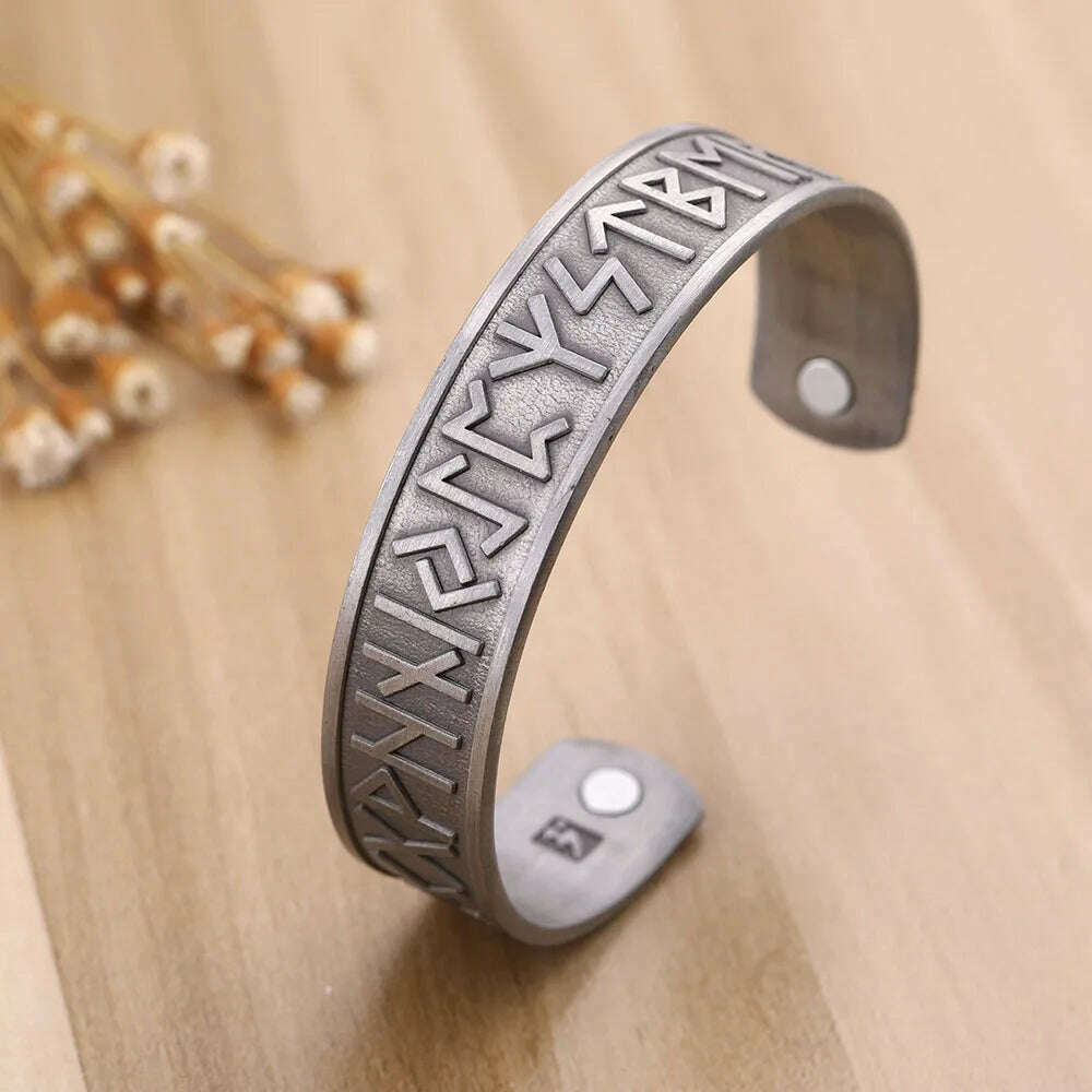 KIMLUD, Skyrim Viking Talisman Health Bracelets Tree Of Life Luck Knot Runes Trinity Magnetic Cuff Bangles Women Men Adjustable Bracelet, KIMLUD Womens Clothes