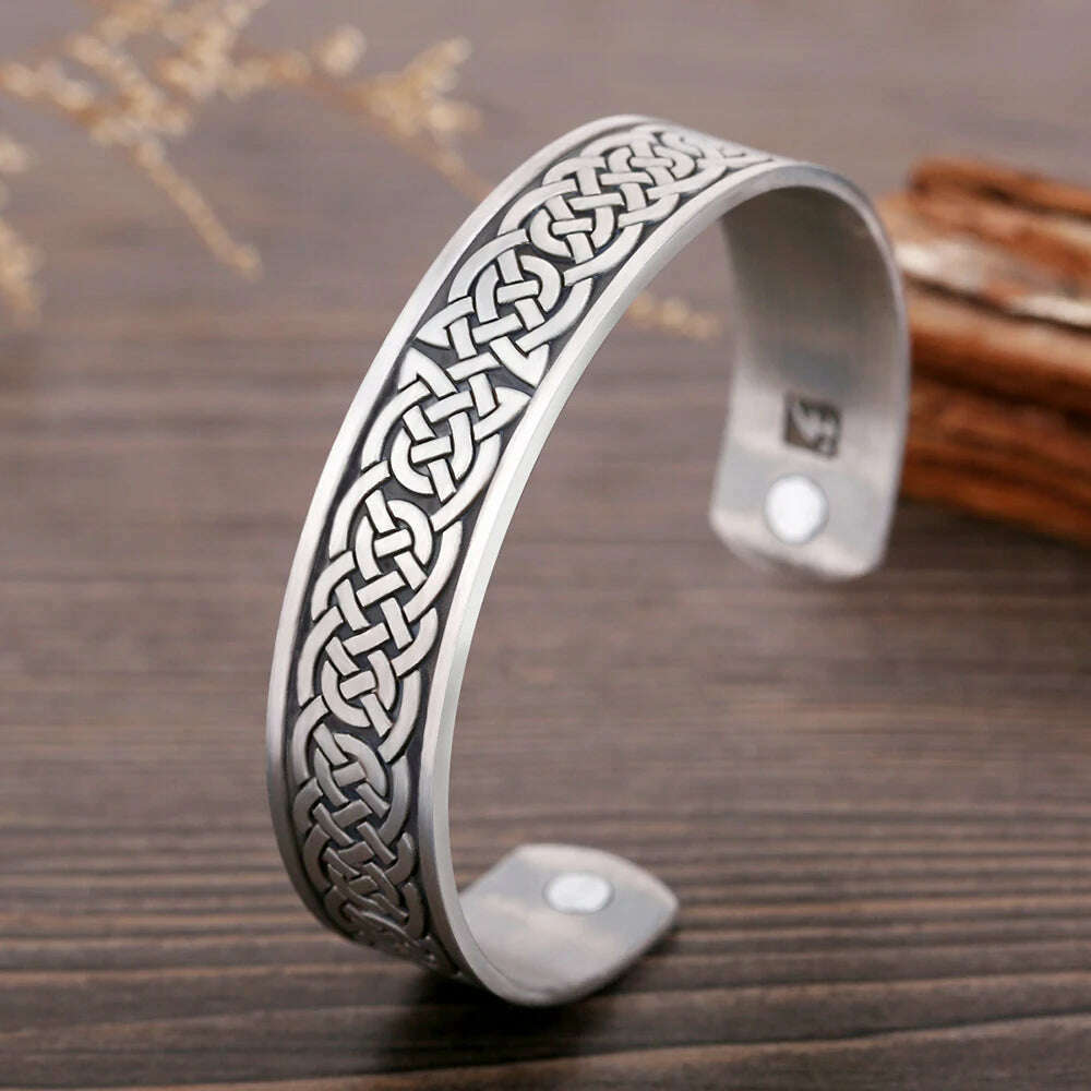 KIMLUD, Skyrim Viking Talisman Health Bracelets Tree Of Life Luck Knot Runes Trinity Magnetic Cuff Bangles Women Men Adjustable Bracelet, Irish Knot, KIMLUD APPAREL - Womens Clothes