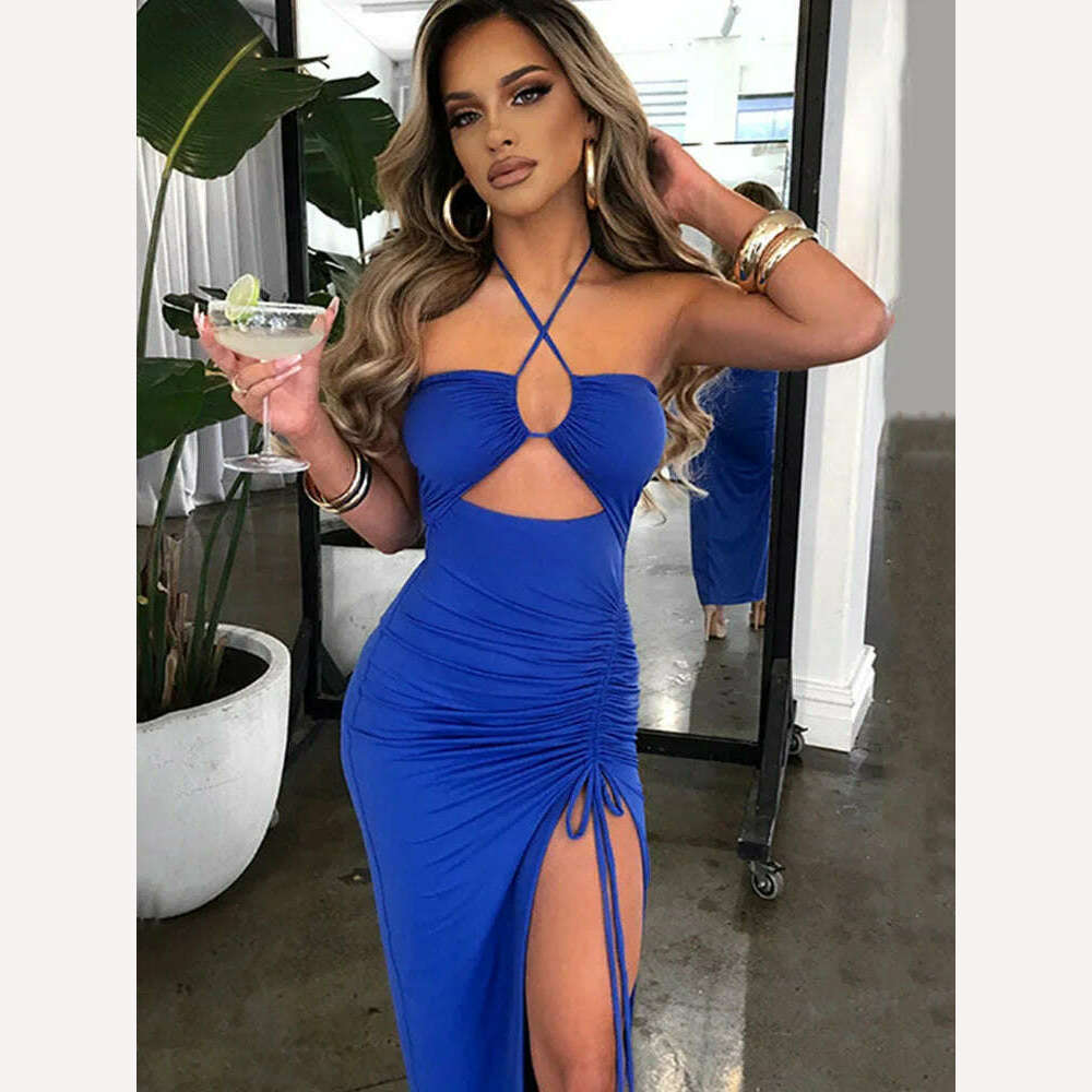 Sleeveless Sexy Female Midi Backless Dresses Slim Night Club Party Women's Dress Bodycon Vestidos Elegantes Para Mujer - KIMLUD