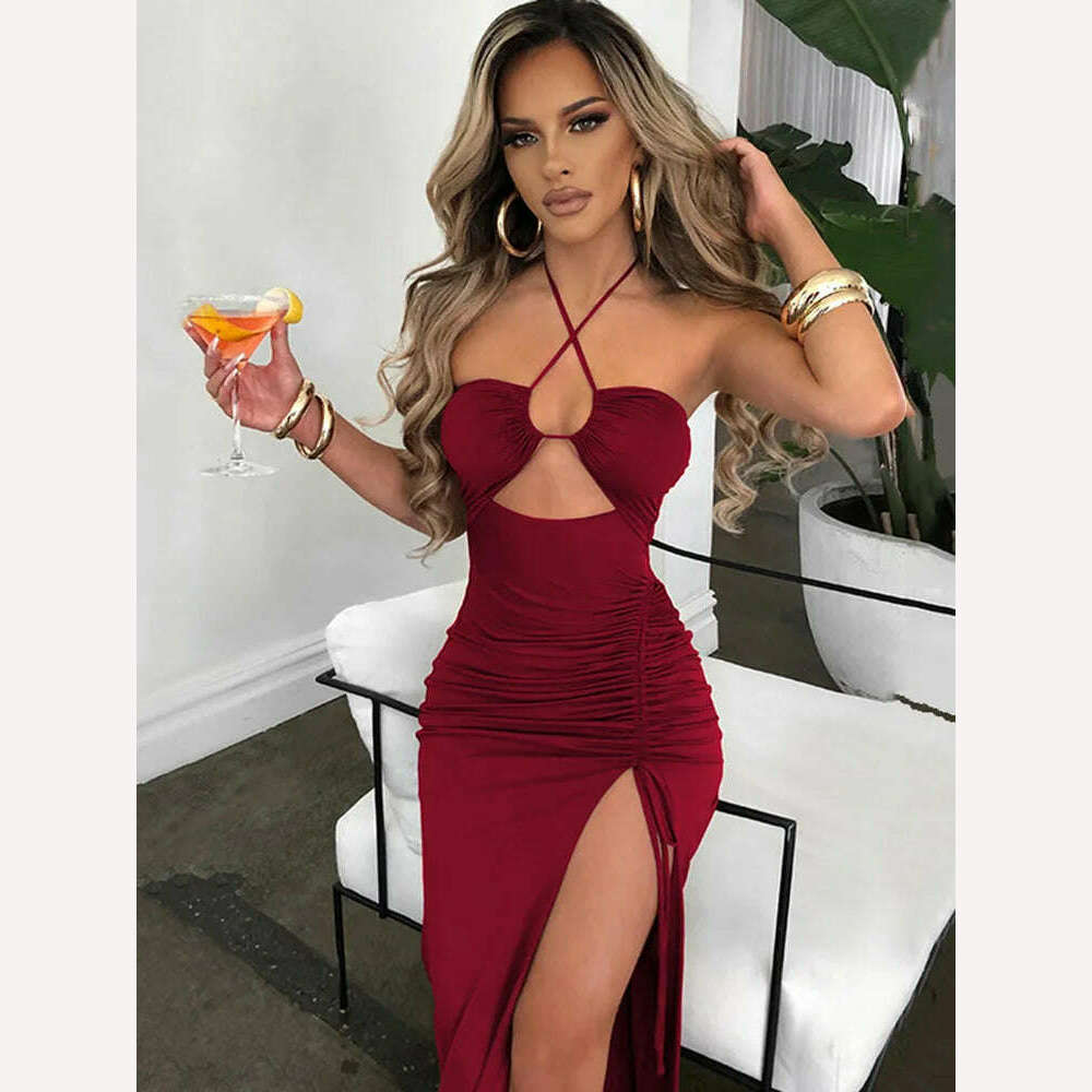 Sleeveless Sexy Female Midi Backless Dresses Slim Night Club Party Women's Dress Bodycon Vestidos Elegantes Para Mujer - KIMLUD